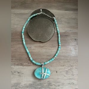 Jay King Sterling Silver Tyrone Turquoise Pendant with Bead Necklace